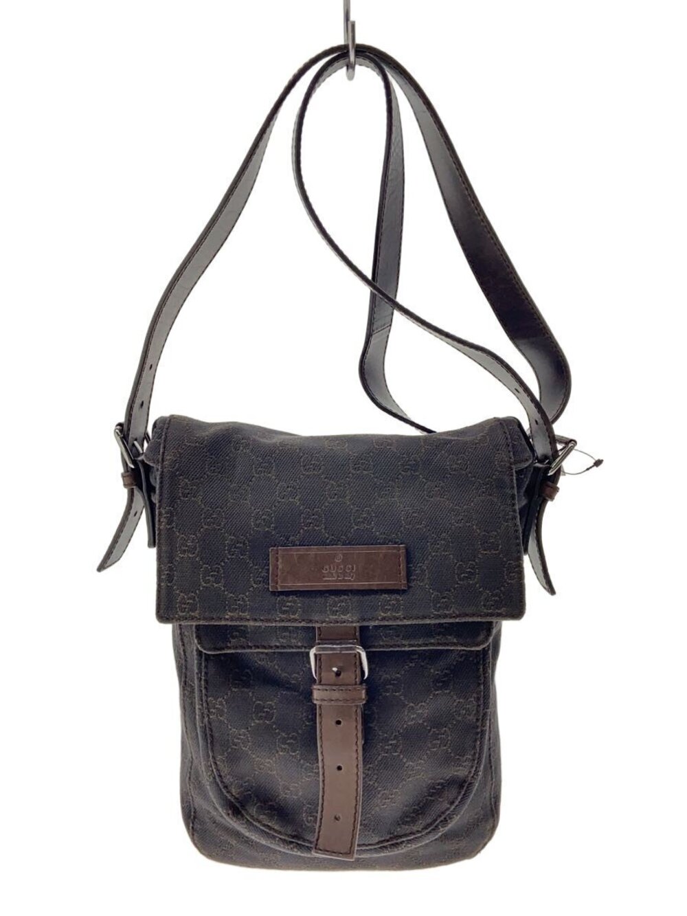 Gucci GG canvas leather flap messenger crossbody bag